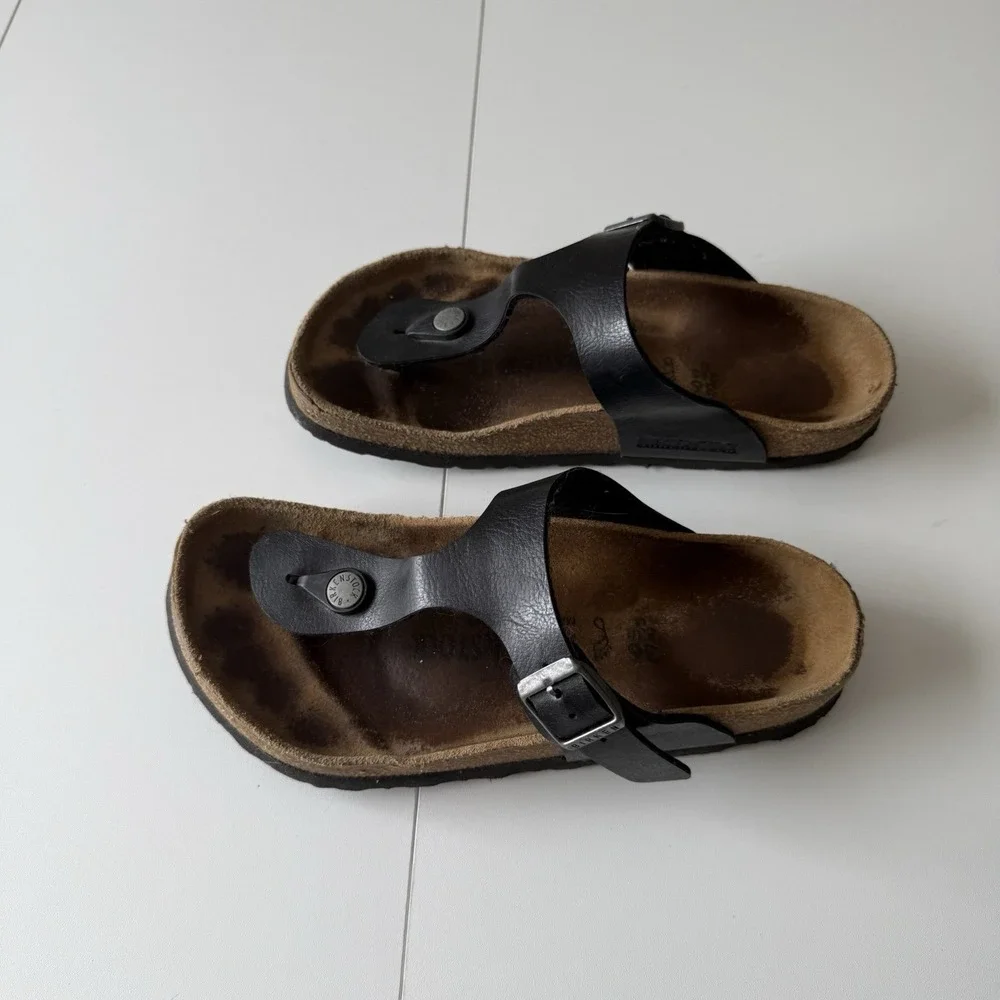 Birkenstock Gizeh Birko-Flor Thong Sandal Black Leather EU 36 US 5/5.5 - Picture 2 of 5